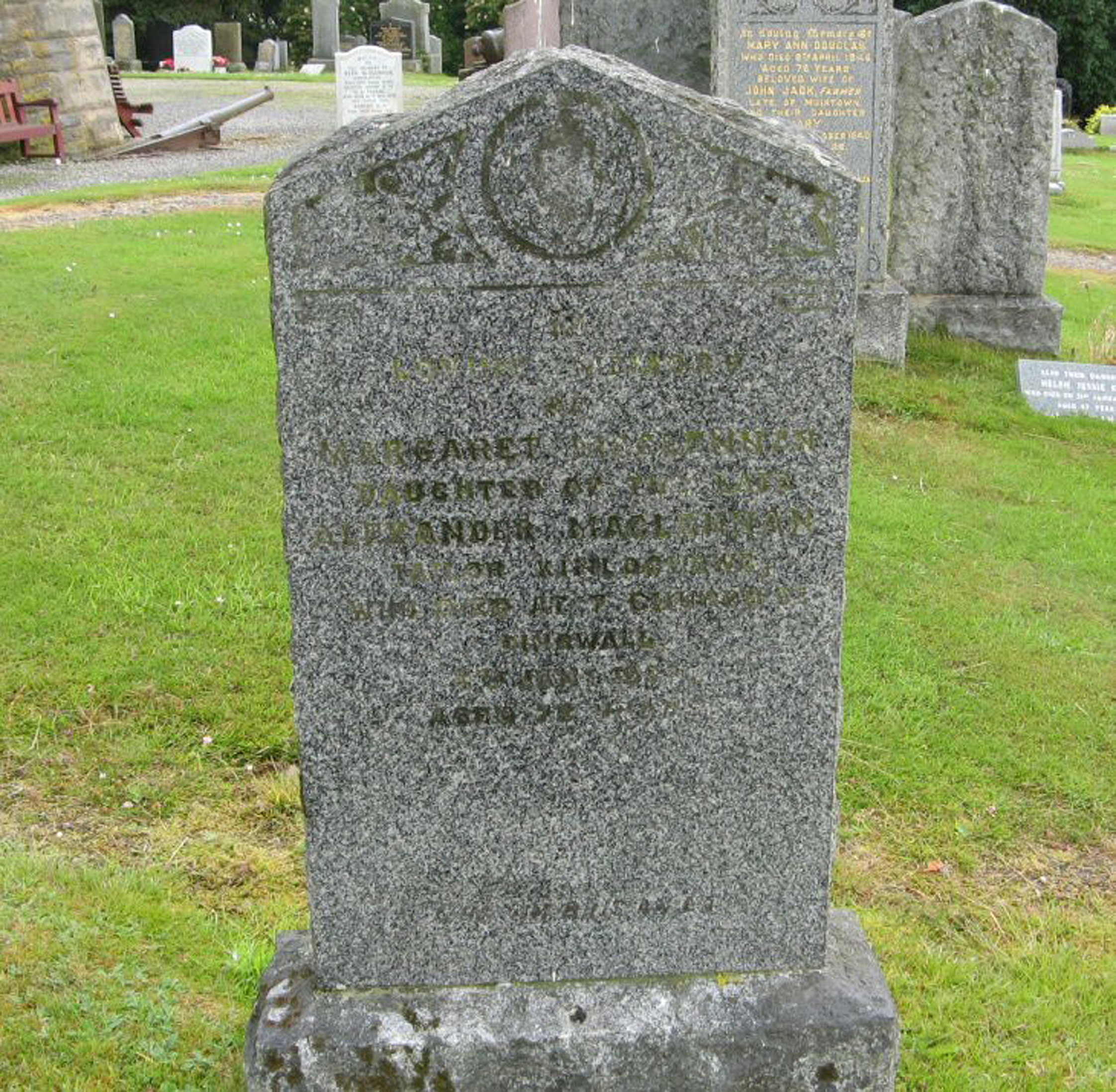 Photo of headstones/Margaret MacLennan died 1933 MI Dingwall Mitchell Hill